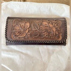 Hand tooled leather wallet